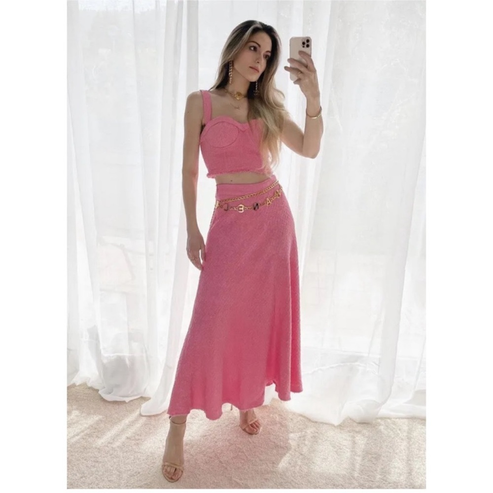 Zara Pink Knit Midi Skirt - Picture 7 of 8